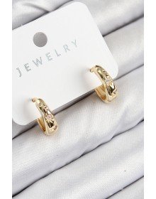 Pirinç Zirkon Taşlı Halka Model Gold Renk Kadın Küpe