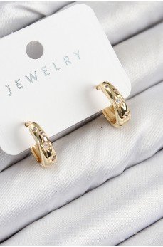 Pirinç Zirkon Taşlı Halka Model Gold Renk Kadın Küpe
