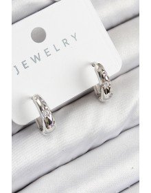 Pirinç Zirkon Taşlı Halka Model Gümüş Renk Kadın Küpe