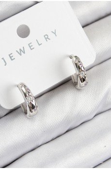 Pirinç Zirkon Taşlı Halka Model Gümüş Renk Kadın Küpe