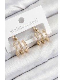 Pirinç Zirkon Taşlı Model Gold Renk Kadın Küpe