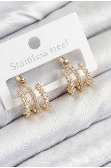 Pirinç Zirkon Taşlı Model Gold Renk Kadın Küpe Pirinç Zirkon Taşlı Model Gold Renk Kadın Küpe