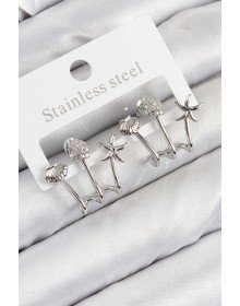 Pirinç Zirkon Taşlı Deniz Yıldızı ve İstiridye Model Gümüş Renk Kadın Küpe