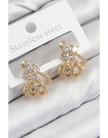 Pirinç Zirkon Taşlı Model Gold Renk Kadın Küpe