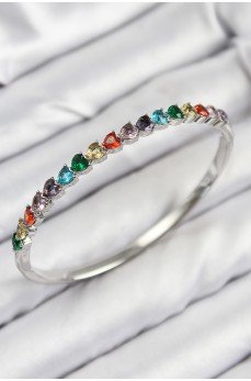 Pirinç Renkli Zirkon Taşlı Kalp Model Gümüş Renk Kadın Kelepçe Pirinç Renkli Zirkon Taşlı Kalp Model Gümüş Renk Kadın Kelepçe