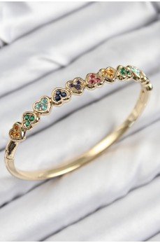 Pirinç Renkli Zirkon Taşlı Sıralı Kalp Model Gold Renk Kadın Kelepçe Pirinç Renkli Zirkon Taşlı Sıralı Kalp Model Gold Renk Kadın Kelepçe