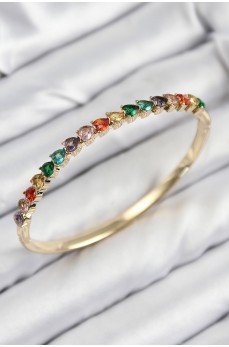Pirinç Renkli Zirkon Taşlı Kalp Model Gold Renk Kadın Kelepçe Pirinç Renkli Zirkon Taşlı Kalp Model Gold Renk Kadın Kelepçe