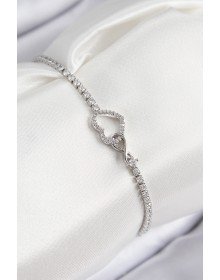Pirinç Zirkon Taşlı Sonsuzluk Kalp Model Gümüş Renk Kadın Bileklik
