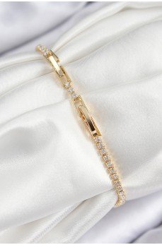 Pirinç Zirkon Taşlı Sonsuzluk Kalp Model Gold Renk Kadın Bileklik