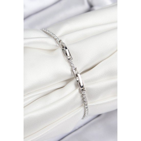 Pirinç Zirkon Taşlı Yıldız Model Gümüş Renk Kadın Bileklik