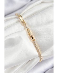 Pirinç Zirkon Taşlı Yıldız Model Gold Renk Kadın Bileklik