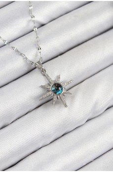 316L Çelik Zirkon Taşlı Kutup Yıldızı Model Gümüş Renk Kadın Kolye