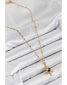 316L Çelik Zirkon Taşlı Kutup Yıldızı Model Gold Renk Kadın Kolye