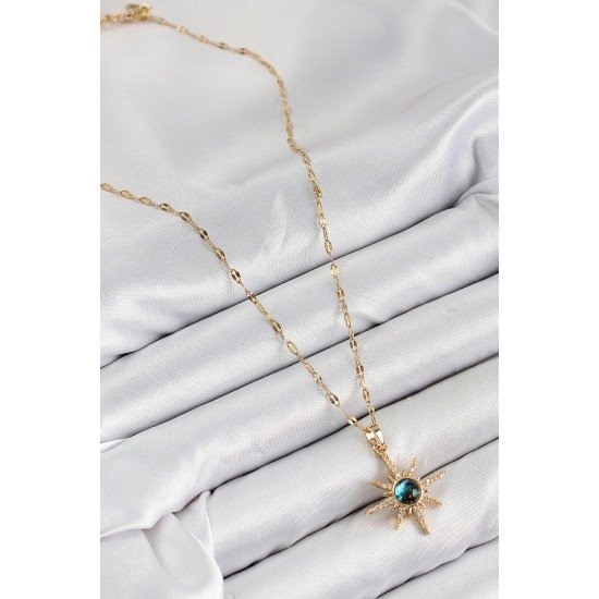 316L Çelik Zirkon Taşlı Kutup Yıldızı Model Gold Renk Kadın Kolye 316L Çelik Zirkon Taşlı Kutup Yıldızı Model Gold Renk Kadın Kolye