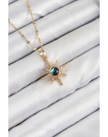 316L Çelik Zirkon Taşlı Kutup Yıldızı Model Gold Renk Kadın Kolye