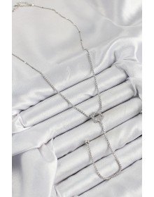 Pirinç Zirkon Taşlı Kalp Model Gümüş Renk  Y Kolye