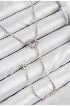 Pirinç Zirkon Taşlı Kalp Model Gümüş Renk  Y Kolye