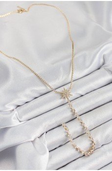 Pirinç Zirkon Taşlı Kutup Yıldızı Model Gümüş Renk Y Kolye