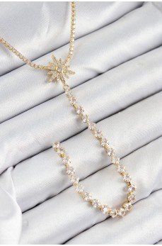 Pirinç Zirkon Taşlı Kutup Yıldızı Model Gümüş Renk Y Kolye