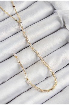 Pirinç Zirkon Taşlı Model Gold Renk Y Kolye