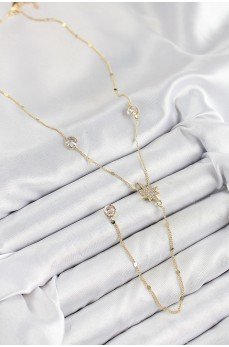Pirinç Zirkon Taşlı Kutup Yıldızı Model Gold Renk Y Kolye