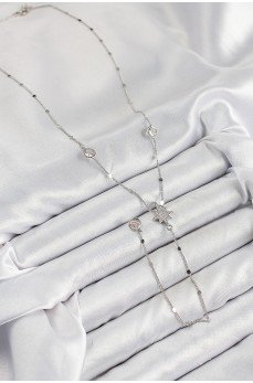 Pirinç Zirkon Taşlı Kutup Yıldızı Model Gümüş Renk Y Kolye