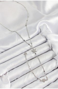 Pirinç Zirkon Taşlı Yıldız Model Gümüş Renk Y Kolye Pirinç Zirkon Taşlı Yıldız Model Gümüş Renk Y Kolye