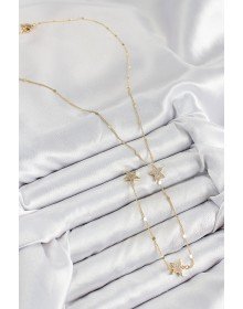 Pirinç Zirkon Taşlı Yıldız Model Gold Renk Y Kolye