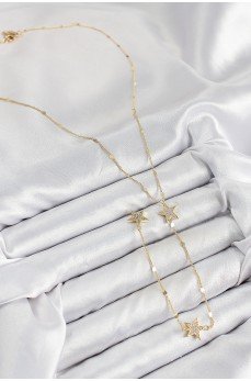 Pirinç Zirkon Taşlı Yıldız Model Gold Renk Y Kolye Pirinç Zirkon Taşlı Yıldız Model Gold Renk Y Kolye