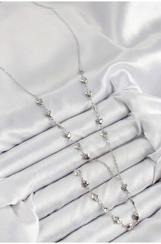 Pirinç Zirkon Taşlı Kalp Model Gümüş Renk Y Kolye