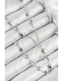 Pirinç Zirkon Taşlı Kalp Model Gümüş Renk Y Kolye