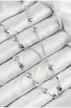 Pirinç Zirkon Taşlı Kalp Model Gümüş Renk Y Kolye