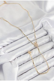 Pirinç Zirkon Taşlı Ezme Zincirli Kutup Yıldızı Model Gold Renk Y Kolye