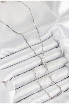 Pirinç Zirkon Taşlı Ezme Zincirli Model Gümüş Renk Y Kolye