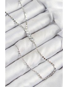 Pirinç Zirkon Taşlı Ezme Zincirli Model Gümüş Renk Y Kolye