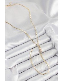 Pirinç Zirkon Taşlı Ezme Zincirli Model Gold Renk Y Kolye