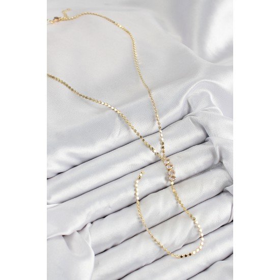 Pirinç Zirkon Taşlı Ezme Zincirli Model Gold Renk Y Kolye Pirinç Zirkon Taşlı Ezme Zincirli Model Gold Renk Y Kolye