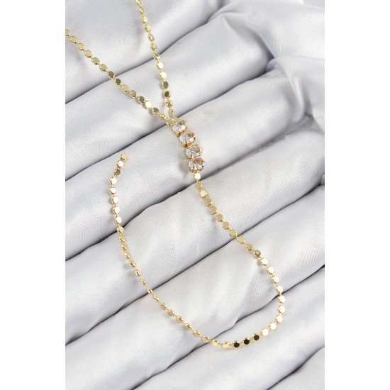 Pirinç Zirkon Taşlı Ezme Zincirli Model Gold Renk Y Kolye Pirinç Zirkon Taşlı Ezme Zincirli Model Gold Renk Y Kolye