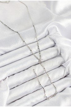 Pirinç Zirkon Taşlı Ezme Zincirli Deniz Yıldızı Model Gümüş Renk Y Kolye