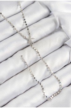 Pirinç Zirkon Taşlı Ezme Zincirli Deniz Yıldızı Model Gümüş Renk Y Kolye