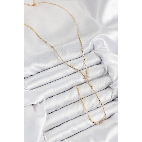 Pirinç Zirkon Taşlı Ezme Zincirli Deniz Yıldızı Model Gold Renk Y Kolye Pirinç Zirkon Taşlı Ezme Zincirli Deniz Yıldızı Model Gold Renk Y Kolye