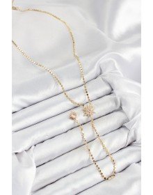 Pirinç Zirkon Taşlı Ezme Zincirli Kutup Yıldızı Model Gold Renk Y Kolye