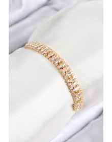 Pirinç Zirkon Taşlı Tennıs Model Gold Renk Asansörlü Kadın Bileklik