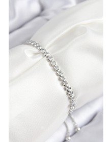 Pirinç Zirkon Taşlı Sıralı Model Gümüş Renk Asansörlü Kadın Bileklik