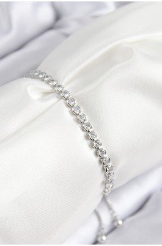 Pirinç Zirkon Taşlı Sıralı Model Gümüş Renk Asansörlü Kadın Bileklik