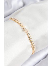 Pirinç Zirkon Taşlı Sıralı Model Gold Renk Asansörlü Kadın Bileklik