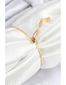 Pirinç Zirkon Taşlı Zincir Model Gold Renk Asansörlü Kadın Bileklik