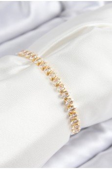 Pirinç Zirkon Taşlı Damla Model Gold Renk Asansörlü Kadın Bileklik