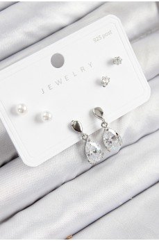 Pirinç Zirkon Taşlı Sallantılı Damla Model Gümüş Renk 925 Ayar Gümüş Çivi Kadın Küpe Set Pirinç Zirkon Taşlı Sallantılı Damla Model Gümüş Renk 925 Ayar Gümüş Çivi Kadın Küpe Set
