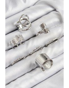 Pirinç Yaprak Model Gümüş Renk Kadın Yüzük Kombin Set